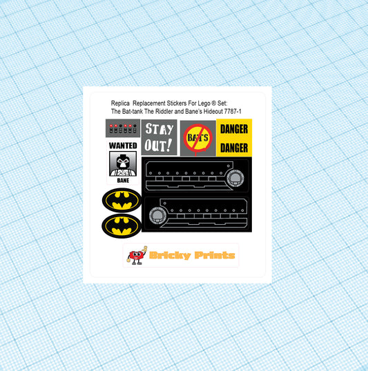 Replica Replacement sticker Set: The Batcave The Bat-Tank The Riddler and Bane's Hideout 7787