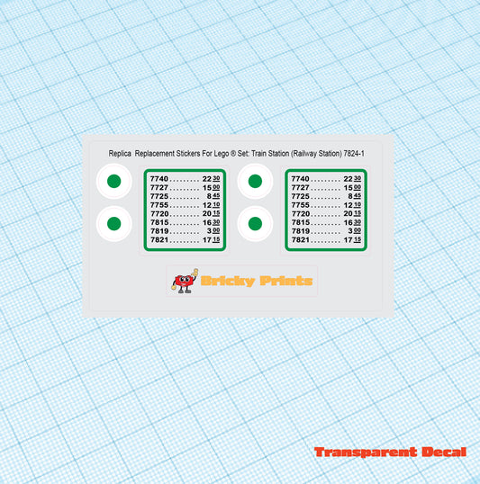 Replica Replacement sticker Set: 4.5 Volt Train Station (Railway Station) 7824