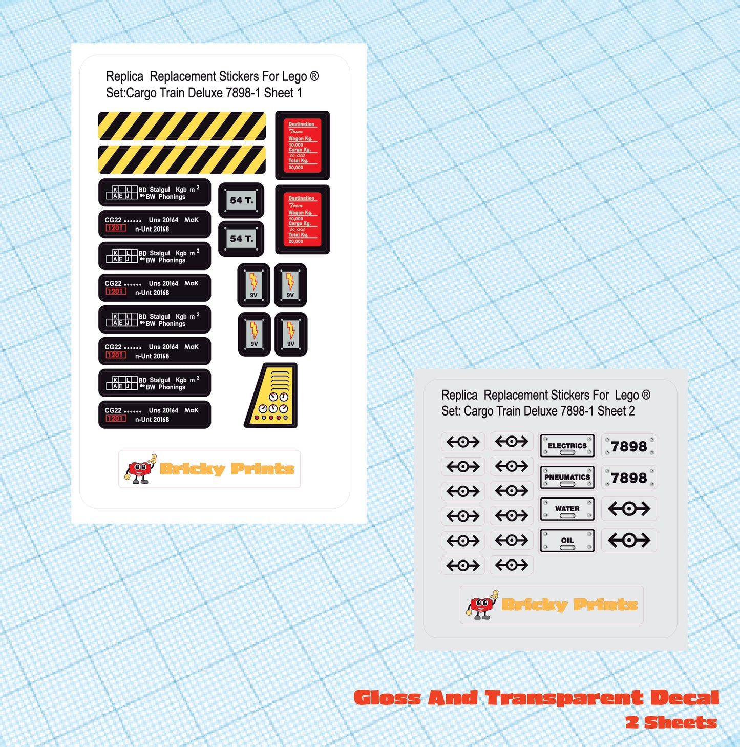Replica Replacement sticker Set: Cargo Train Deluxe 7898