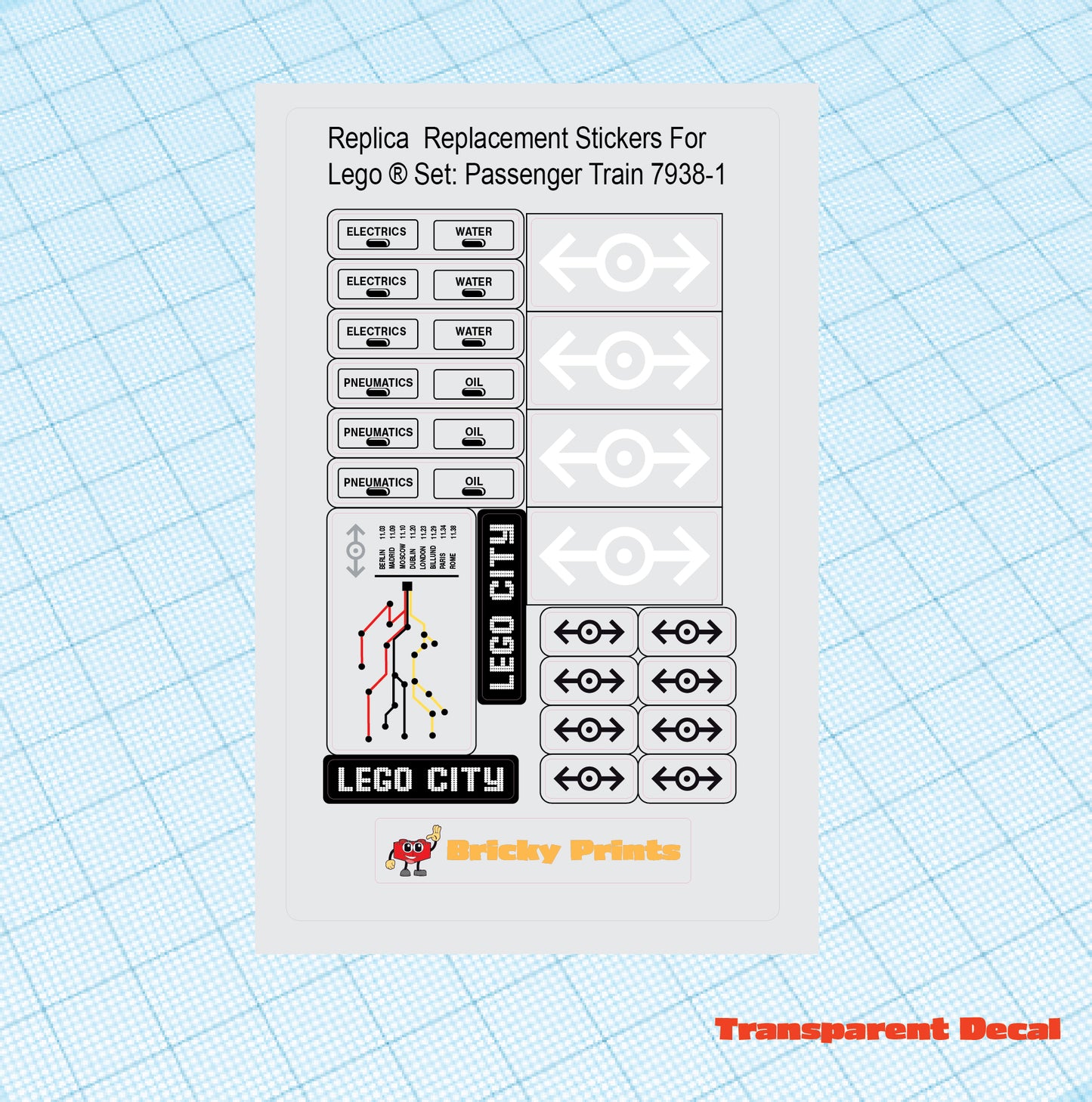 Replica Replacement sticker Set: Passenger Train 7938