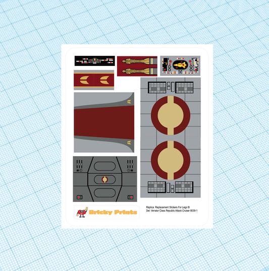 Replica Replacement sticker Set: Venator-Class Republic Attack Cruiser 8039