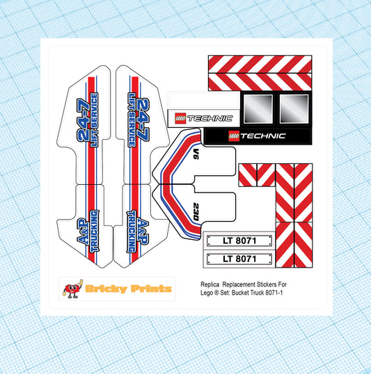 Replica Replacement sticker Set: Technic Traffic Bucket Truck 8071