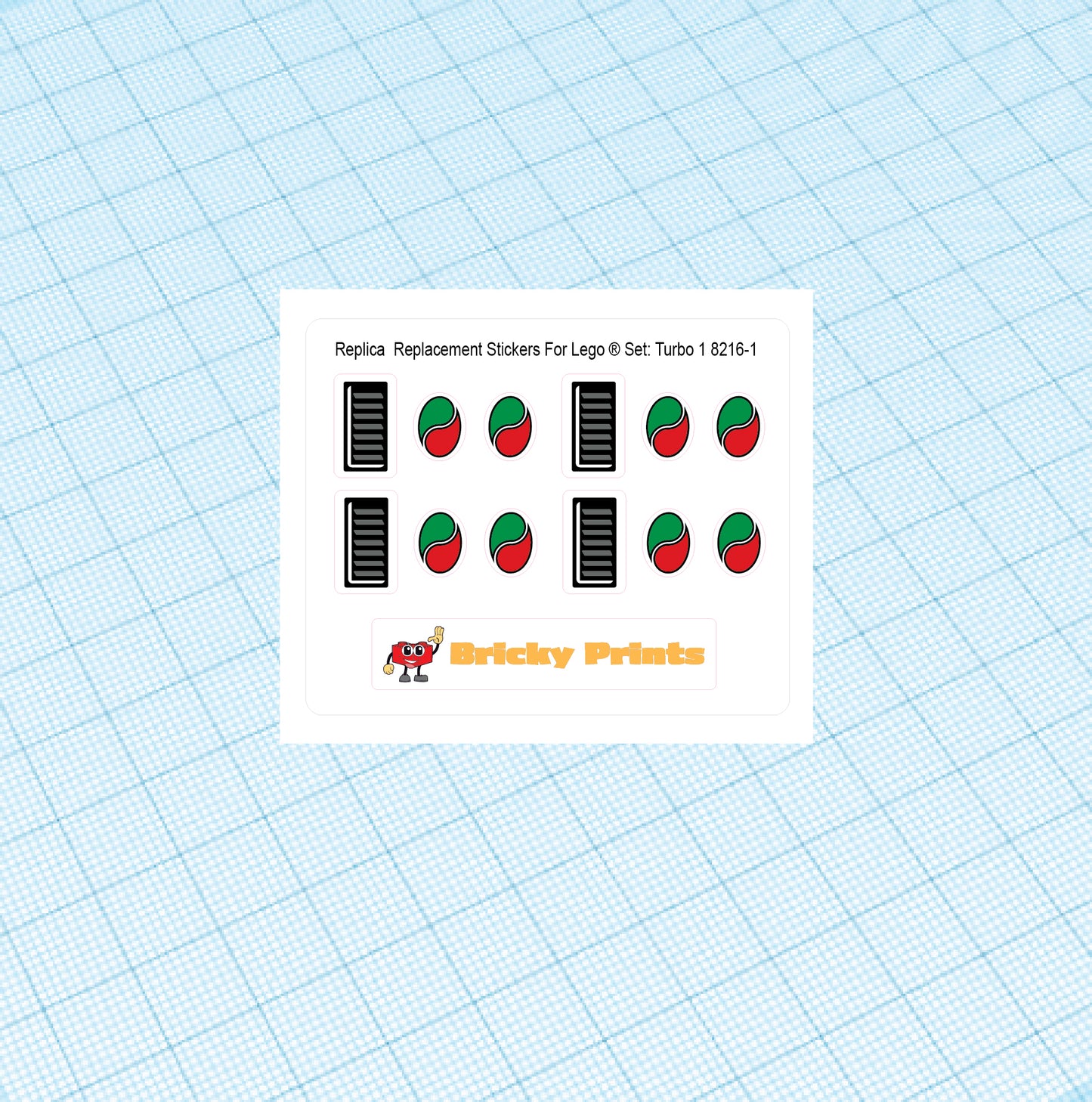 Replica Replacement sticker Set: Technic Model Race Turbo 1 8216