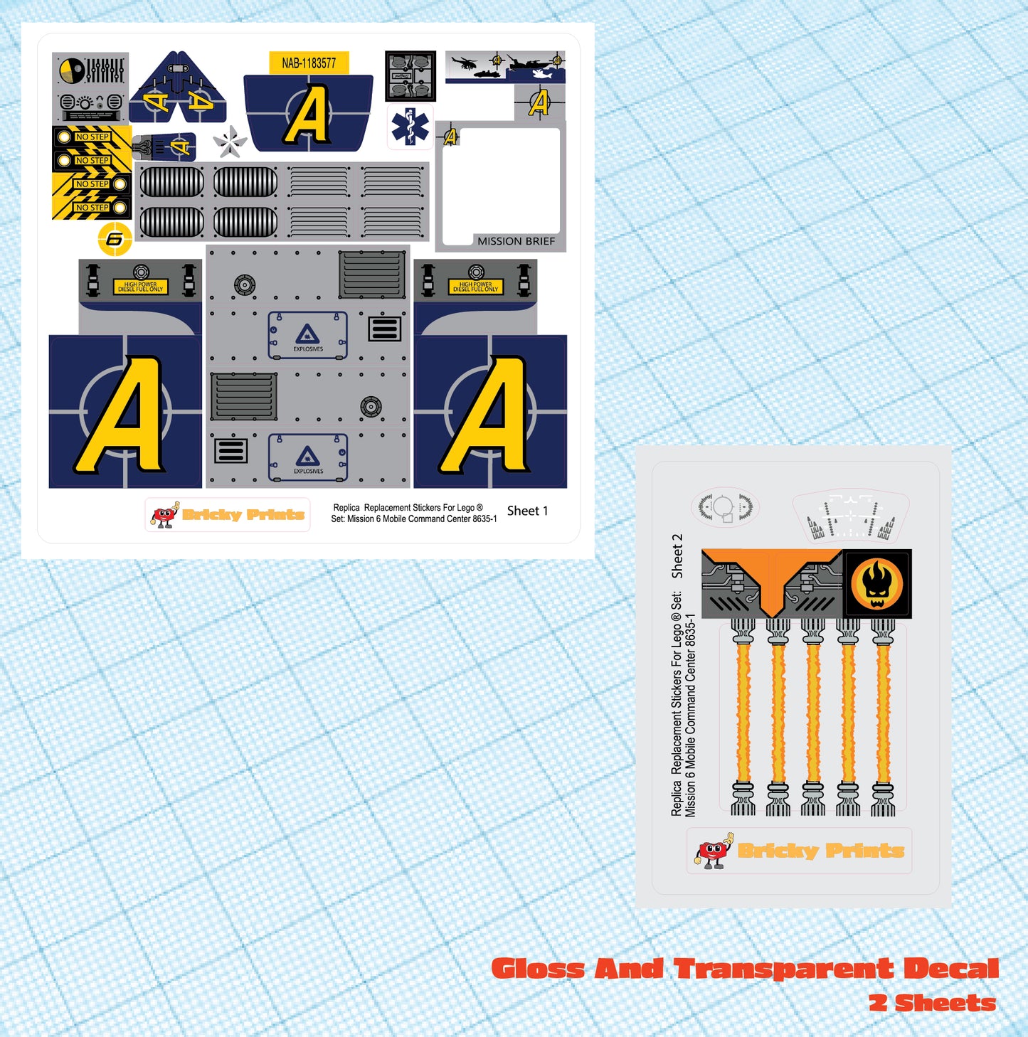 Replica Replacement sticker Set: Agents Mission 6 Mobile Command Center 8635
