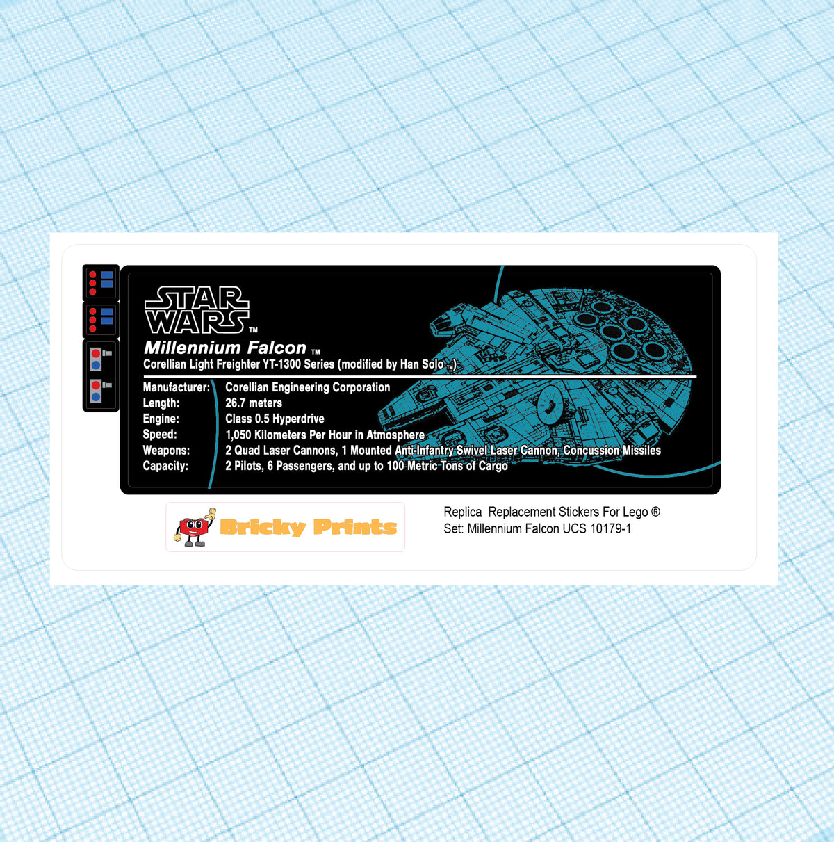 Replica Replacement sticker Set: Millennium Falcon - UCS 10179