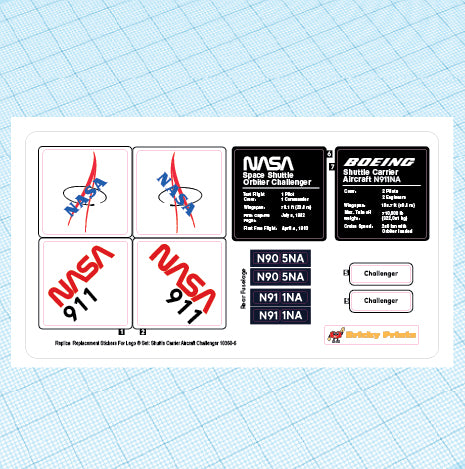 Replica Replacement sticker set: Creator - Shuttle Carrier Aircraft 10360 Alternate Challenger
