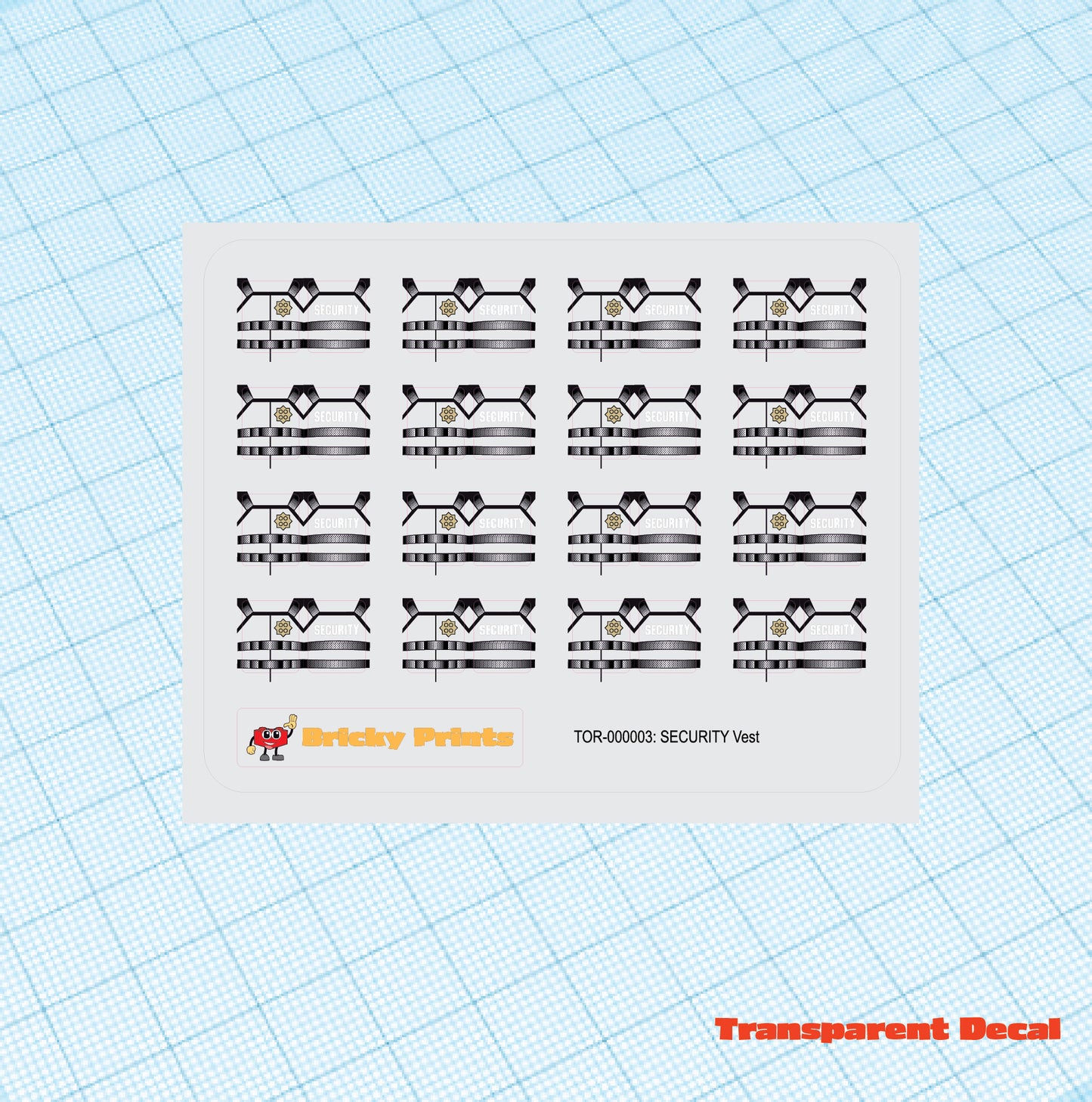 Custom Mini Figure Torso Sticker:  Security Vest