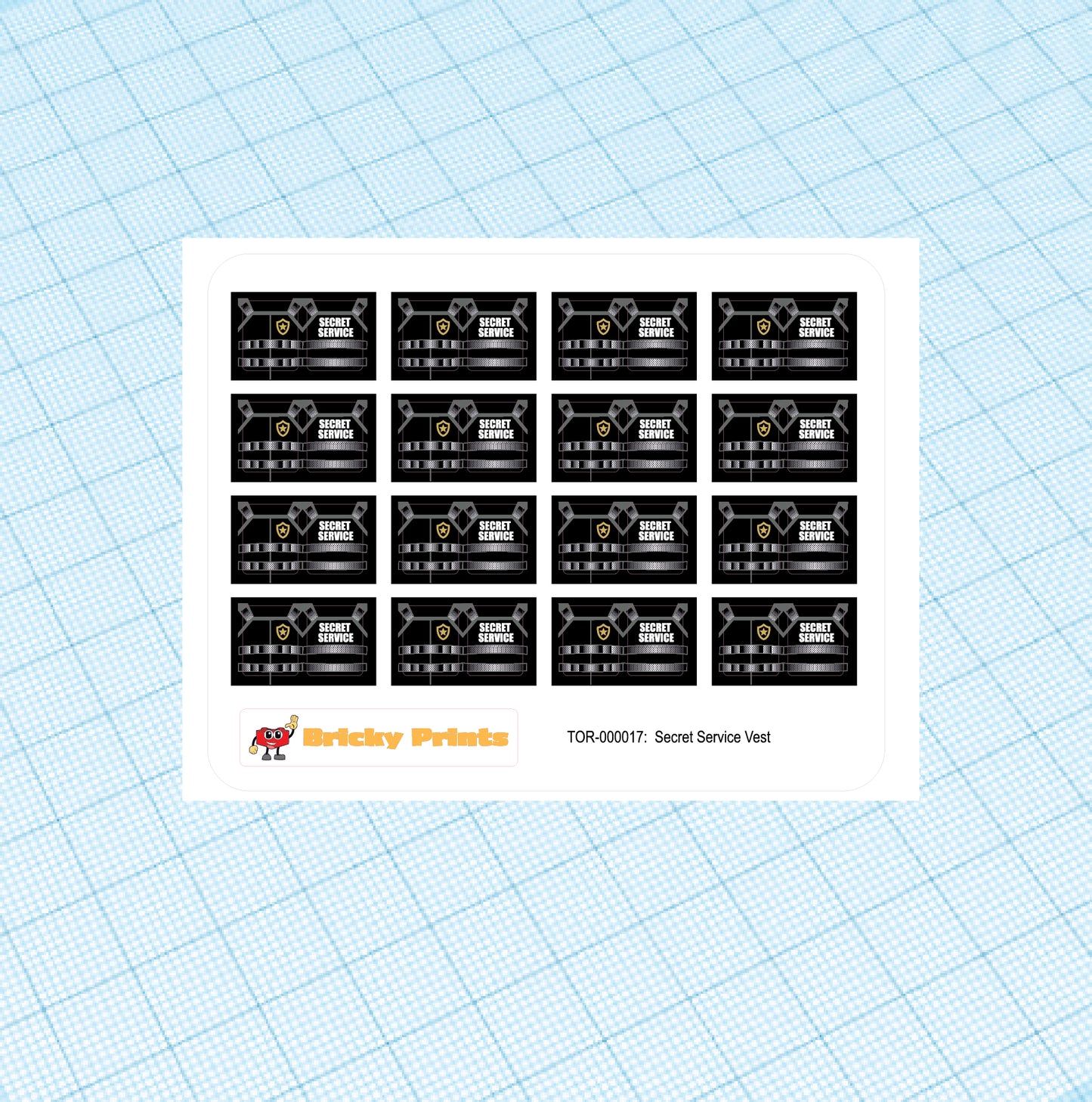 Custom Mini Figure Torso Sticker: Secret Service Vest