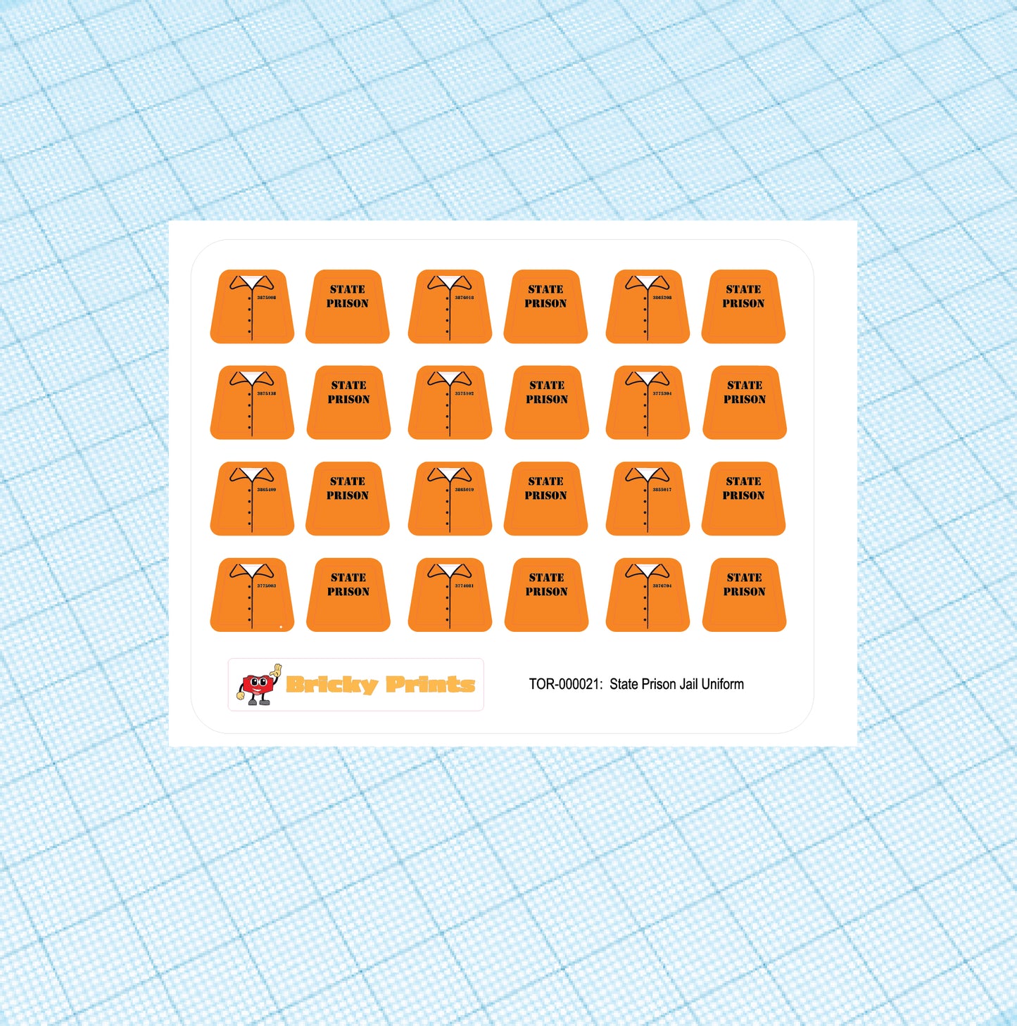 Custom Mini Figure Torso Sticker: State Prison Jail Uniform