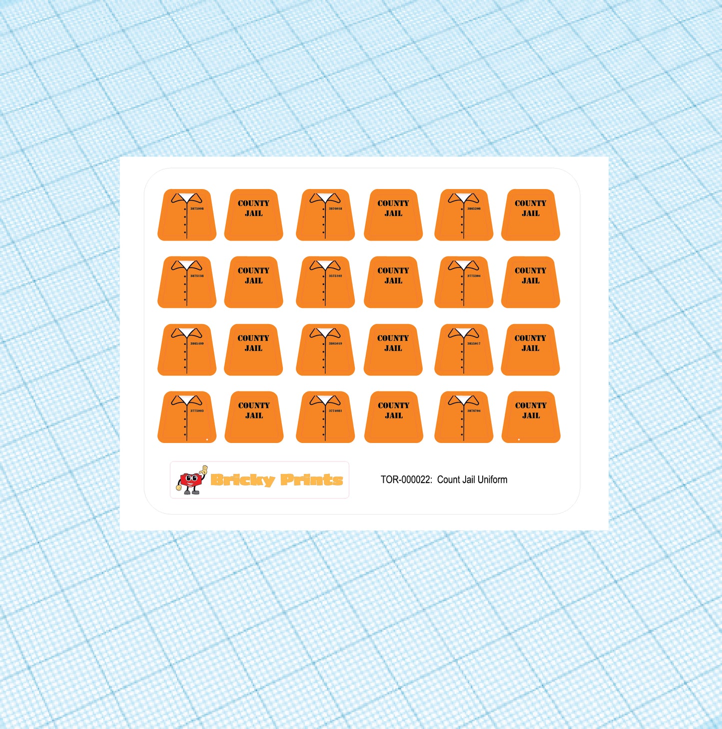 Custom Mini Figure Torso Sticker: County Jail Uniform