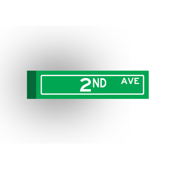 Street Sign 1x4 Tile: 2nd Avenue