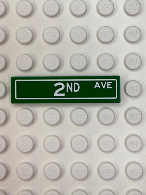 Street Sign 1x4 Tile: 2nd Avenue