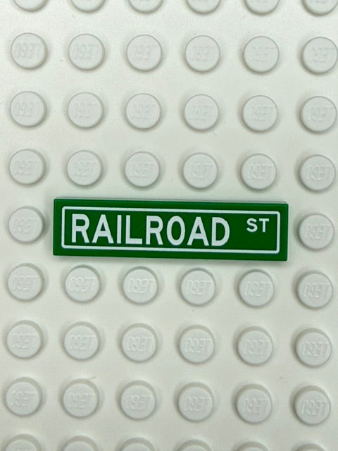 Street Sign 1x4 Tile: Railroad Street