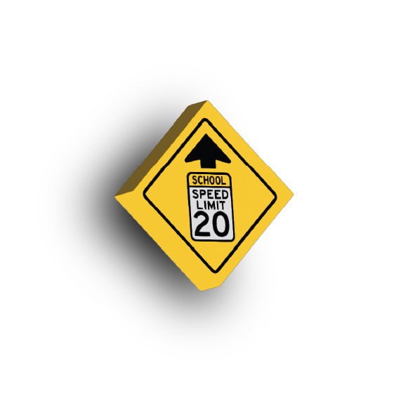 Warning Sign 2x2 Tile: Reduced Speed Limit School 20 MPH Sign