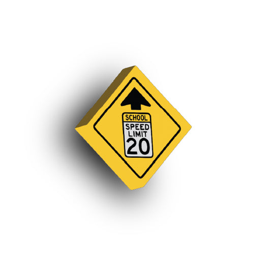 Warning Sign 2x2 Tile: Reduced Speed Limit School 20 MPH Sign