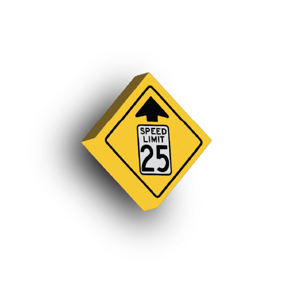 Warning Sign 2x2 Tile: Reduced Speed Limit 25 MPH Sign