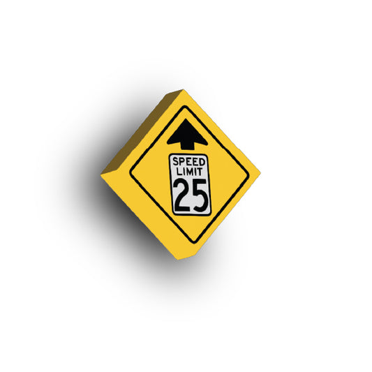 Warning Sign 2x2 Tile: Reduced Speed Limit 25 MPH Sign
