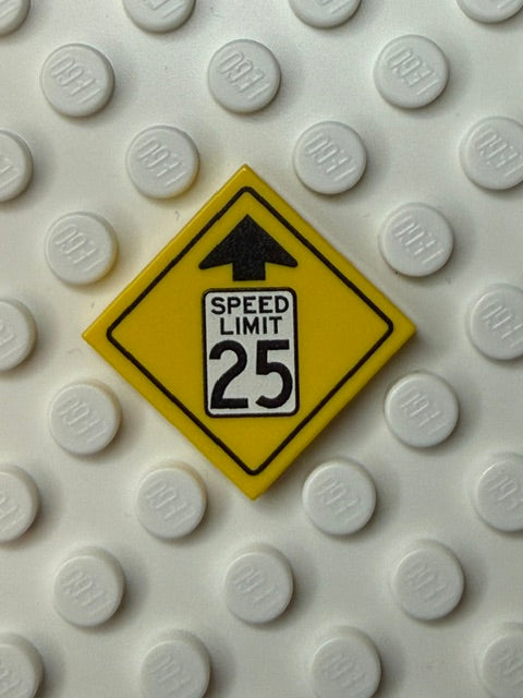 Warning Sign 2x2 Tile: Reduced Speed Limit 25 MPH Sign