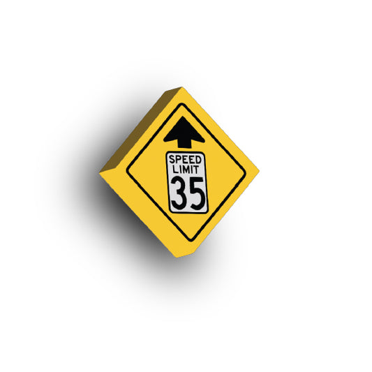 Warning Sign 2x2 Tile: Reduced Speed Limit 35 MPH Sign