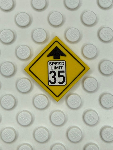 Warning Sign 2x2 Tile: Reduced Speed Limit 35 MPH Sign