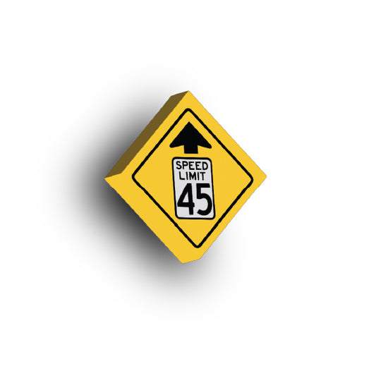 Warning Sign 2x2 Tile: Reduced Speed Limit 45 MPH Sign