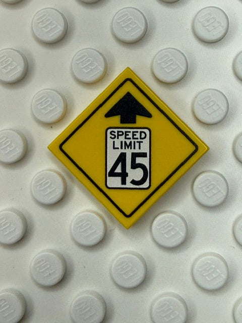 Warning Sign 2x2 Tile: Reduced Speed Limit 45 MPH Sign