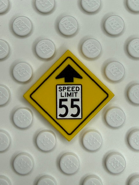 Warning Sign 2x2 Tile: Reduced Speed Limit 55 MPH Sign