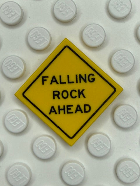 Warning Sign 2x2 Tile: Falling Rock Ahead Sign