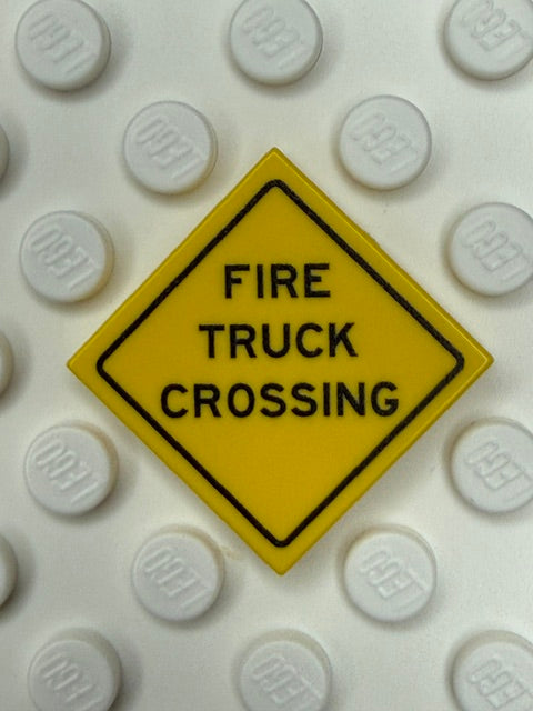 Warning Sign 2x2 Tile: fire Truck Crossing Sign