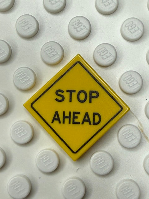 Warning Sign 2x2 Tile: Stop Ahead Sign