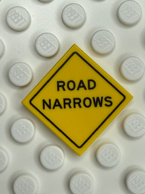 Warning Sign 2x2 Tile: Road Narrows Sign