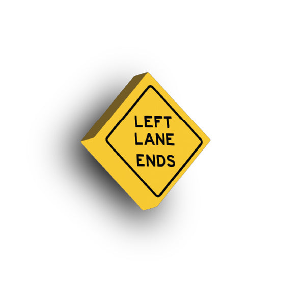 Warning Sign 2x2 Tile: Left Lane Ends Sign