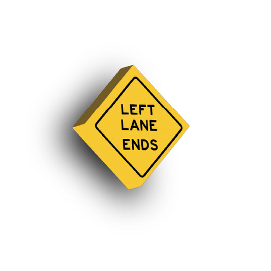 Warning Sign 2x2 Tile: Left Lane Ends Sign
