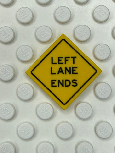 Warning Sign 2x2 Tile: Left Lane Ends Sign