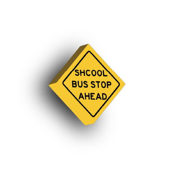 Warning Sign 2x2 Tile: School Bus Stop Ahead