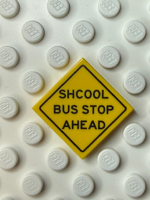 Warning Sign 2x2 Tile: School Bus Stop Ahead