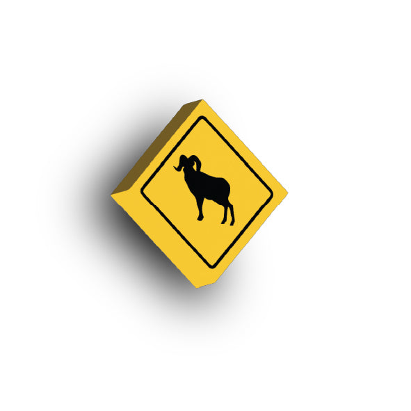 Warning Sign 2x2 Tile: Big Horn Sheep Crossing Sign