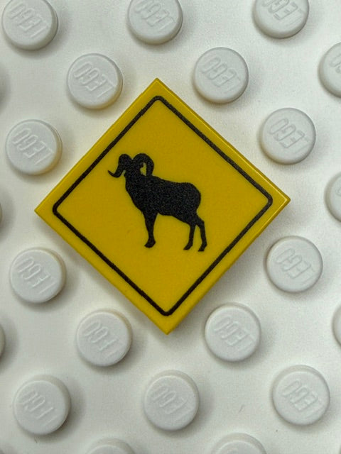 Warning Sign 2x2 Tile: Big Horn Sheep Crossing Sign