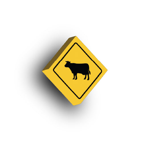 Warning Sign 2x2 Tile: Cow Crossing Sign