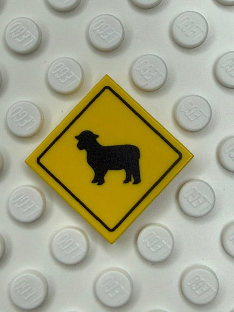 Warning Sign 2x2 Tile: Sheep Crossing Sign