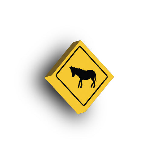 Warning Sign 2x2 Tile: Donkey Crossing Sign