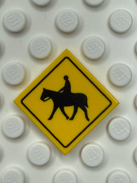 Warning Sign 2x2 Tile: Horse Crossing Sign