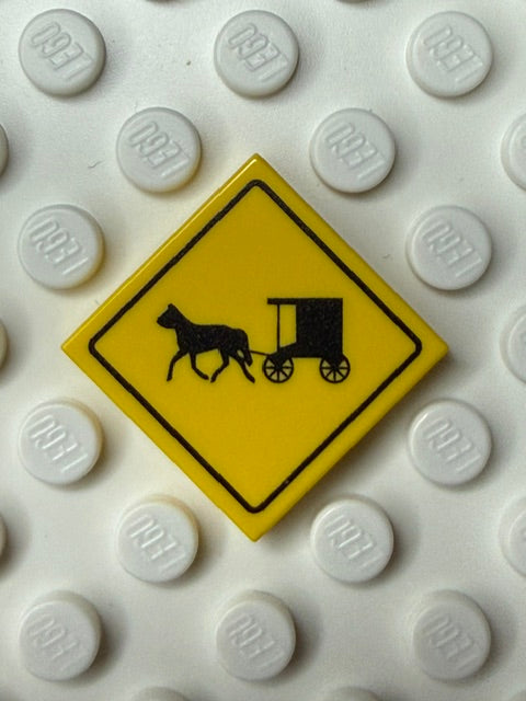 Warning Sign 2x2 Tile: Horse Drawn Vehicle Crossing Sign