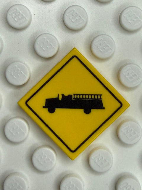 Warning Sign 2x2 Tile: Firetruck Crossing Sign