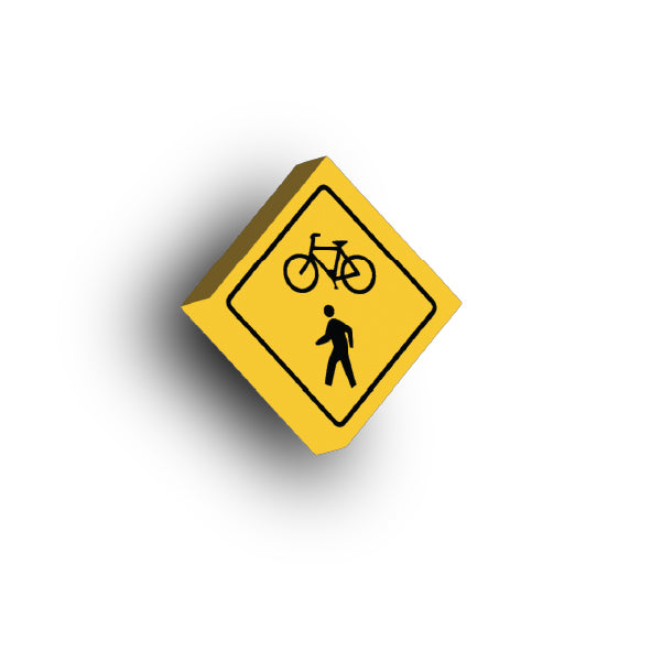 Warning Sign 2x2 Tile: Bicylce and Pedstrian Crossing Sign