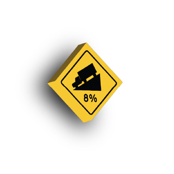 Warning Sign 2x2 Tile: 8% Grade Sign