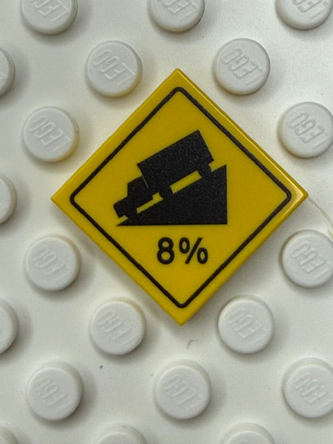 Warning Sign 2x2 Tile: 8% Grade Sign