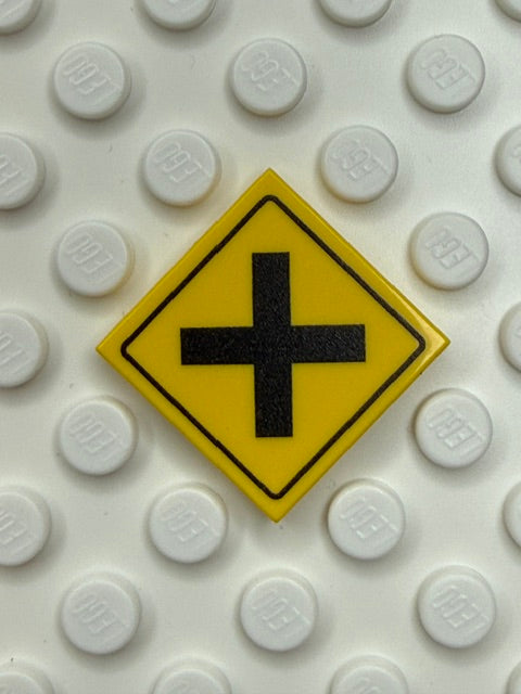Warning Sign 2x2 Tile: Cross Road Intersection Sign