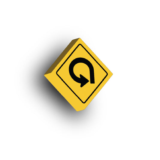 Warning Sign 2x2 Tile: left 270 Degree Curve Sign