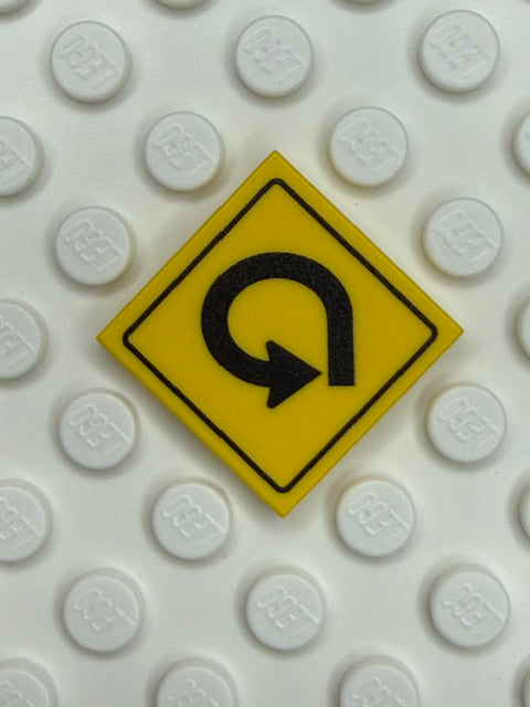 Warning Sign 2x2 Tile: left 270 Degree Curve Sign